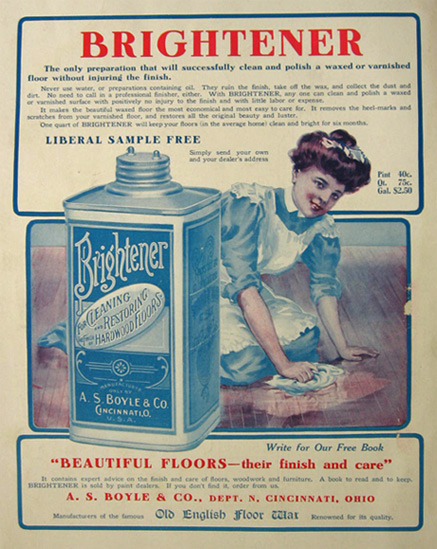 1908 A.S. Boyle Brightener Floor Polish Ad