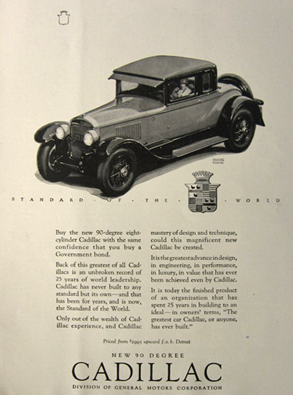 1926 90-Degree Cadillac Ad ~ Frank Quail