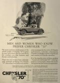 1926 Chrysler "70" Roadster Ad ~ Men & Women Who Know