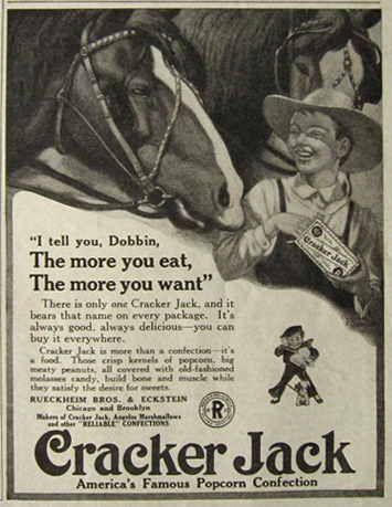 1921 Cracker Jacks Ad ~ The More You Eat, The More You Want