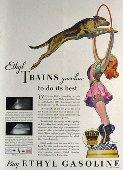 1932 Ethyl Gasoline Ad ~ Karl Godwin ~ Circus Dog
