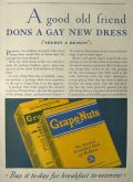 1930 Grape Nuts Cereal Ad ~ New Packaging