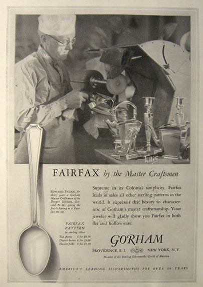 1926 Gorham Silverware Ad ~ Fairfax Pattern