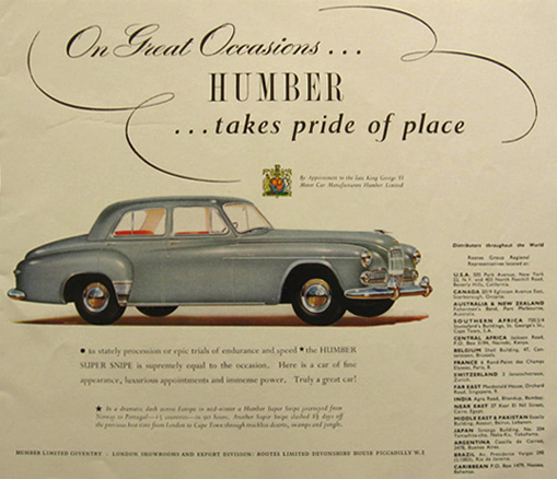 1953 Humber Super Snipe UK Automobile Ad