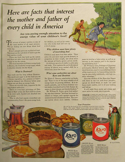 1913 Karo Syrup Ad ~ Interesting Facts