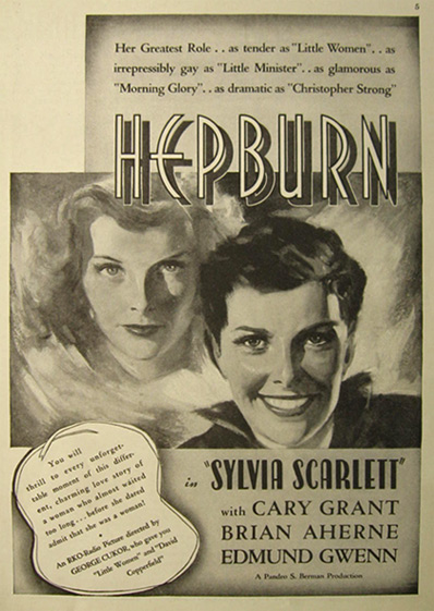 1936 Katharine Hepburn Movie Ad ~ Sylvia Scarlett