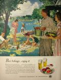 1949 Beer Belongs Ad ~ Douglass Crockwell ~ At The Lake