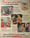 1950 Vintage Camel Cigarettes Ad ~ Baseball Stars