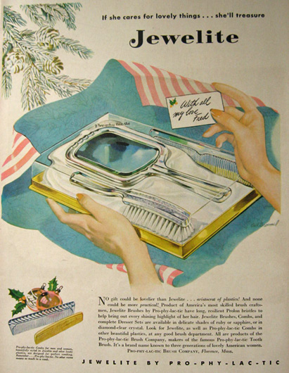 1946 Jewelite by Pro-phy-lac-tic Ad ~ Plastic Vanity Set