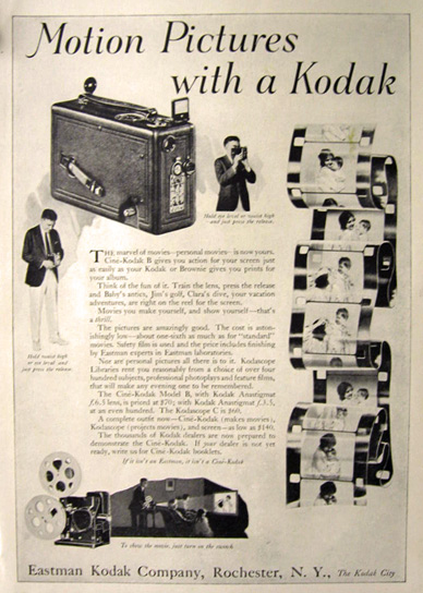 1926 Cine-Kodak B Movie Camera Ad ~ Motion Pictures with a Kodak