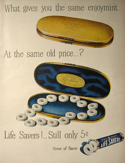 1948 Lifesavers Candy Ad ~ Same Enjoyment, Same Price
