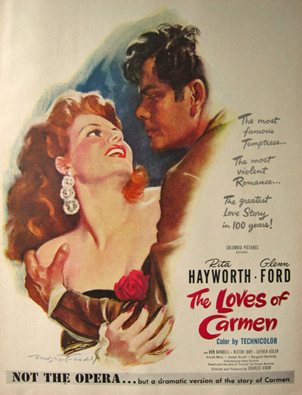 1948 Movie Ad ~ The Loves of Carmen, Rita Hayworth ~ Bradshaw Crandell