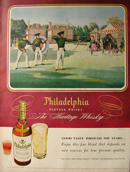 1948 Philadelphia Whiskey Ad ~ Archery at Mt. Pleasant