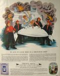 1950 Springmaid Fabrics Ad ~ Firemen Save Pinup Girl