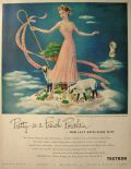 1948 Textron Lingerie Ad ~ Woman with Lambs
