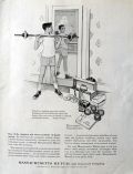 1961 Mass Mutual Insurance Ad ~ Norman Rockwell ~ Weight Lifting Boy