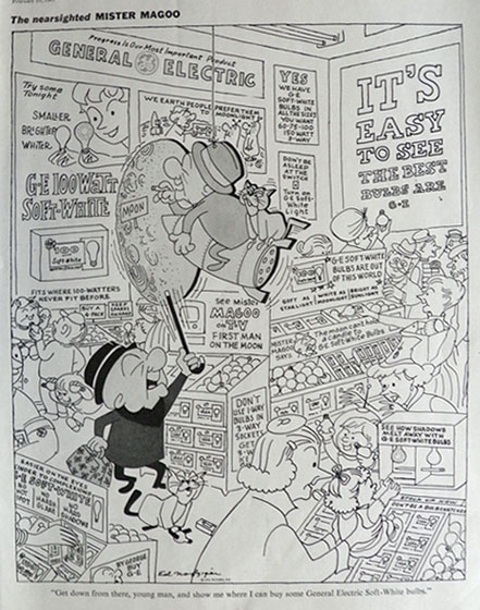 1961 GE Light Bulb Ad ~ Mr. Magoo
