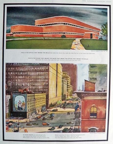 1957 Springmaid Fabrics Ad ~ House That Jack Built