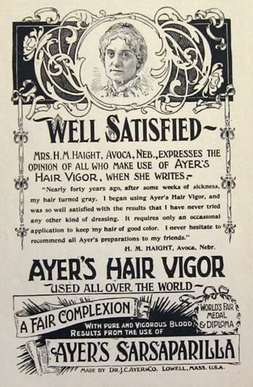1895 Ayer's Hair Vigor Ad ~ Avoca, NE