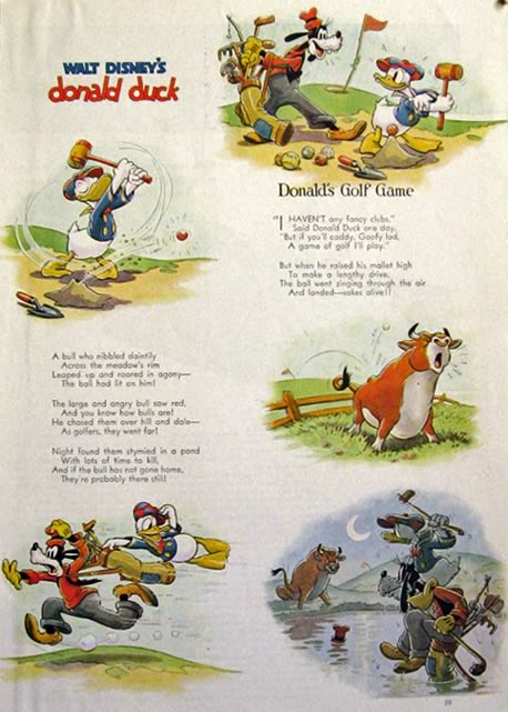 1938 Disney's Donald Duck Cartoon Page ~ Donald's Golf Game