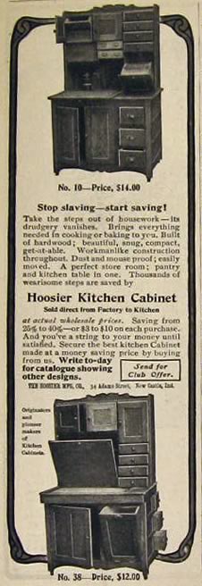 1904 Hoosier No. 10 Kitchen Cabinet Ad