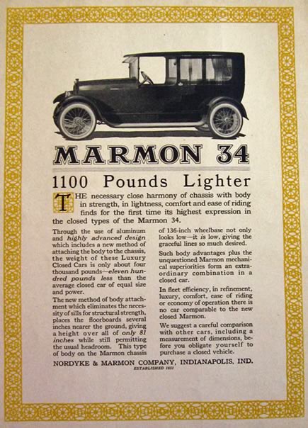 1916 Marmon 34 Automobile Ad