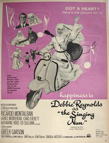 1966 Movie Ad ~ The Singing Nun ~ Debbie Reynolds