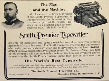 Antique Smith Premier Typewriter Ad