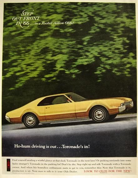 1966 Oldsmobile Toronado Ad ~ Ho-Hum Driving is Out