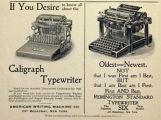 1896 Antique Caligraph & Remington Typewriter Ad