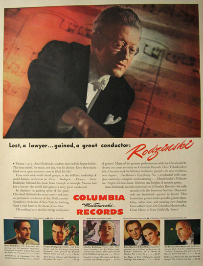 1944 Columbia Records Ad ~ Artur Rodzinski