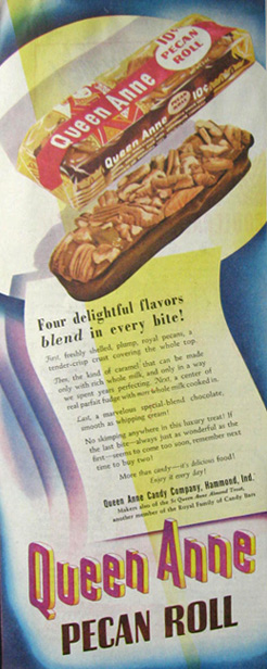 1947 Queen Anne Pecan Roll Ad ~ Four Flavors