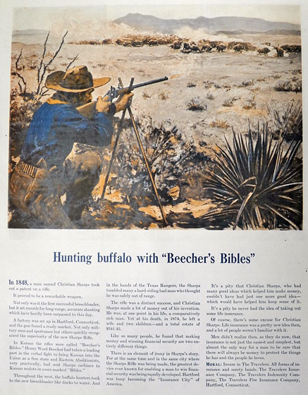 1945 Traveler's Insurance Ad ~ Beecher's Bibles