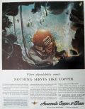 1945 American Brass Co. Ad ~ Copper Diving Equipment