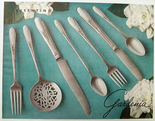 1936 Wm. Rogers Silverplate Ad ~ Gardenia Pattern