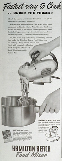 1947 Hamilton Beach Food Mixer Ad