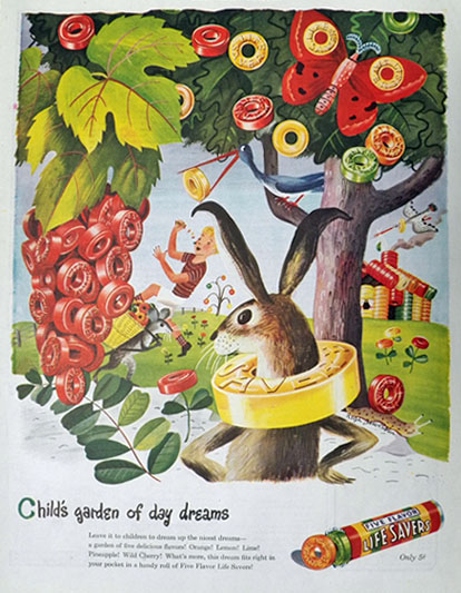 1945 Lifesavers Candy Ad ~ Child's Garden of Day Dreams