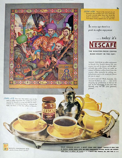 1946 Nescafe Coffee Ad ~ Arthur Szyk Art