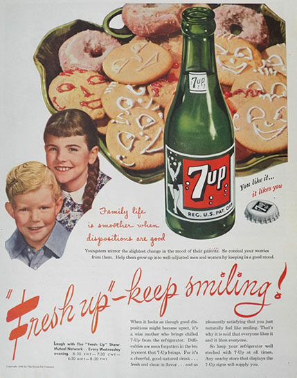 1945 Seven-Up 7-Up Ad ~ Family Life, Vintage Beverage Ads