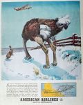 1941 American Airlines Ad ~ Ostrich in the Snow