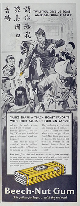 1943 Beechnut Gum Ad ~ Give Us American Gum, Please