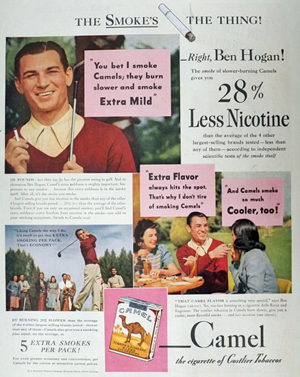 1941 Camel Cigarettes Ad ~ Golfer Ben Hogan
