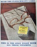 1942 Fleischmann's Yeast Ad ~ Yeast with Vitamins