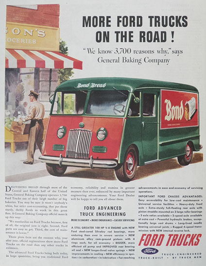 1945 Ford Truck Ad ~ Bond Bread Truck