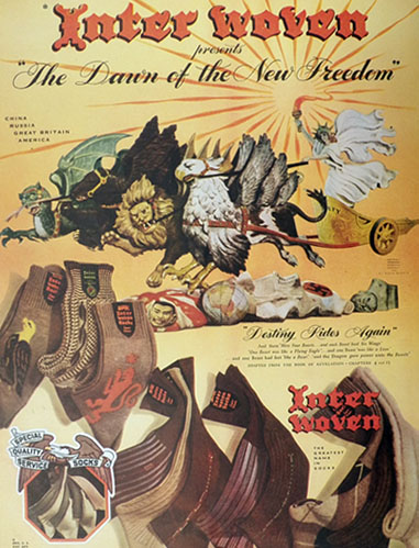 1943 Interwoven Socks Ad ~ And There Were Four Beasts . . .