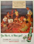 1954 Vintage Seven Up 7Up Soda Ad ~ Beach Picnic