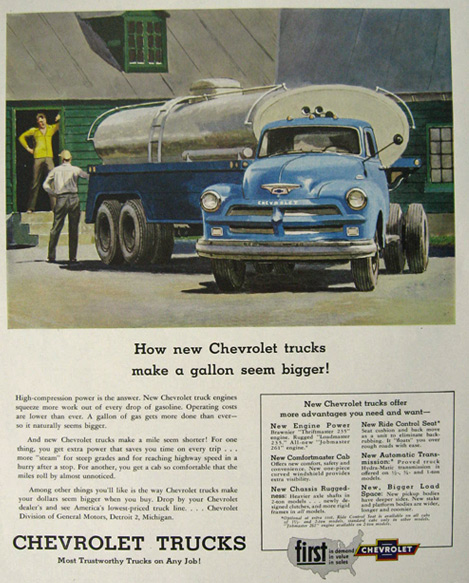 1954 Chevy Truck Ad ~ Make a Gallon Seem Bigger