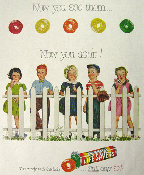 1954 Lifesavers Candy Ad ~ Now You See Them