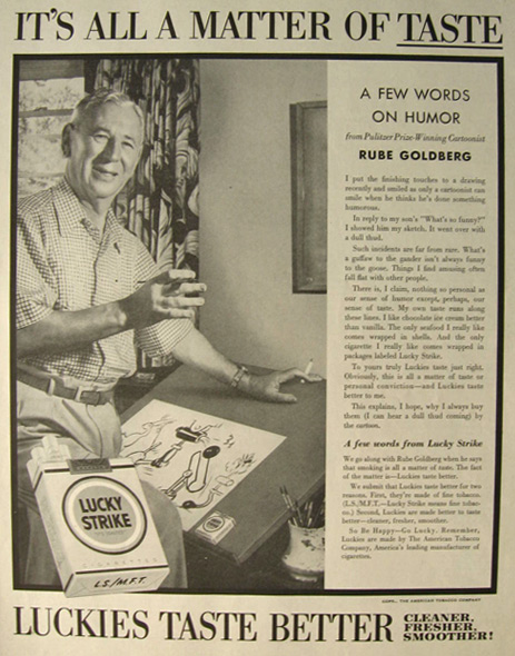 1954 Lucky Strike Cigarettes Ad ~ Rube Goldberg Photo