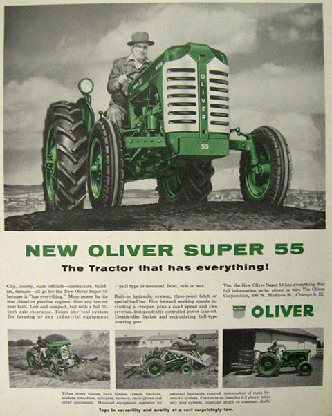 1954 Vintage Oliver Super 55 Tractor Ad